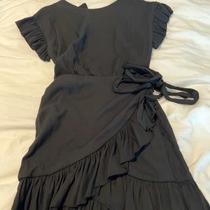 Et Clet black ruffle wrap dress